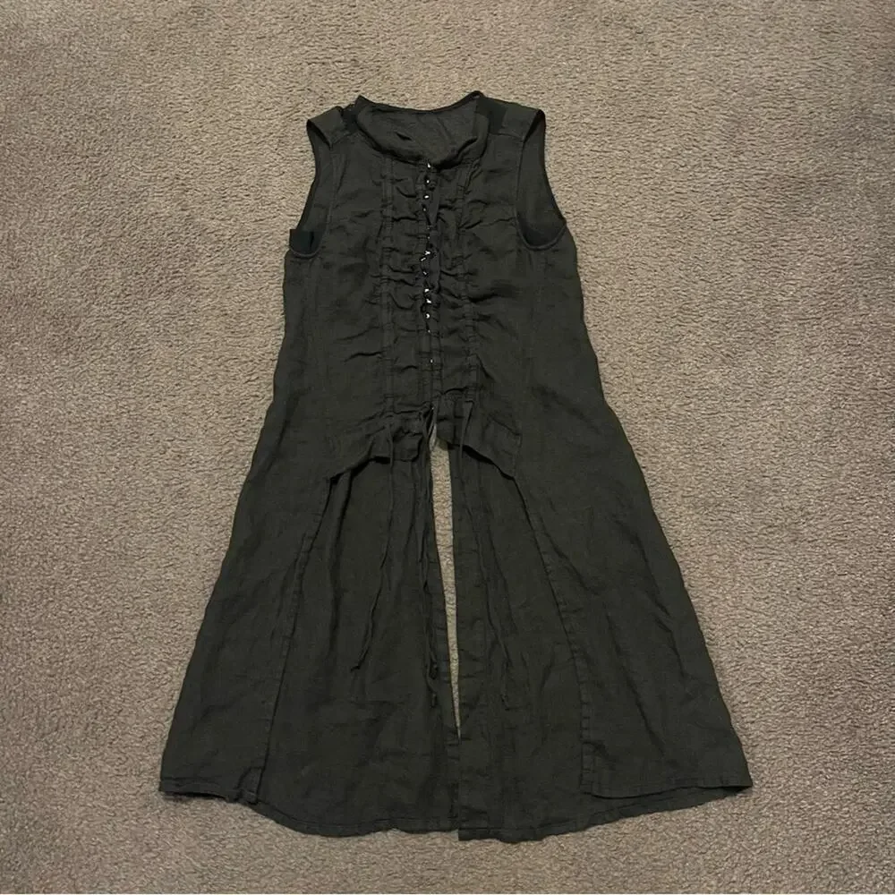 Industrial Euro Linen Hook & Eye Long Flowy Top - Picture 3 of 9